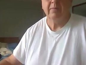 old man jerking his big dick