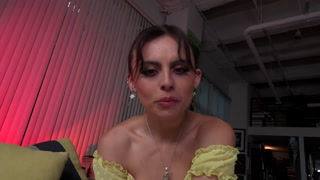 Angel Windell is a horny lesbian who teases and milks a rock hard dick all over her face!