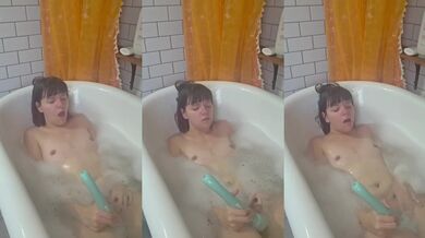 Petite Slut Gushes Hard in Bath Tub with Vibrator