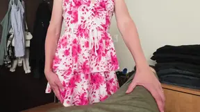 Curvy redhead stepsister gives naughty lap dance in dress POV