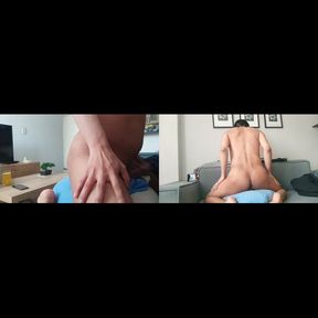 Humping pillow in my living room with split screen
