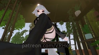 White Hair Strapped Hentai Babe Robe Doms and Steps on You Thigh High Strips Down POV Lap Dance