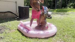 real amateur redneck couple fucks in blowup pool