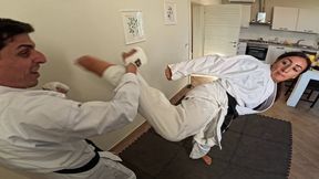 Renato vs Lady D- competitive karate sparring