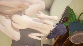 hentai uncensored - futanari fucks and grabs shoko s tits in library - japanese asian manga anime game porn