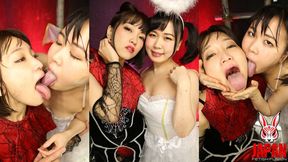 Ameri Hoshi wrist-chained under Ena Yuzuriha’s clinical command — tongue, spit, and saliva