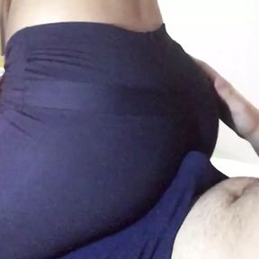 Ass rubbing in leggings till he cums in his underwear