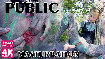 Anuskatzz PUBLIC beach ANAL masturbation - TATTOO teen GAPES outdoors - ATM, girl solo, prolapse (goth, punk, alt porn) ZF069