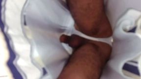 Married man makes trans woman ejaculate on the train.