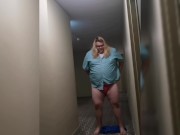 Sissy in bra and panties exposed in public