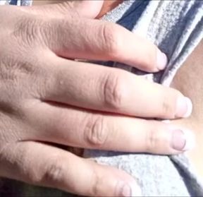Big boob milf flashing on public trail