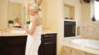 Petite Blonde Odette Delacroix's Solo Bathroom Masturbation Fantasy