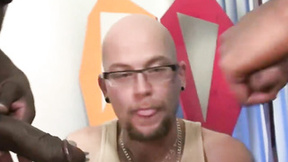 White thug sucking ebony dicks for cash