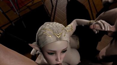 A Blonde High Elf Takes Both Dicks Face Fucking Twice Loaded