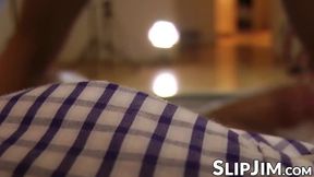 Young amateur teen sucks and rides senior dick in POV