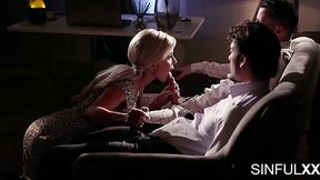 Nasty office sex withbig booty craves a wild office threesome with her coworkers