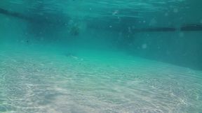 Underwater Lap swimming holding my breath with blowing bubbles and playing underwater in Goggles