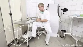 Super skinny girl turns on gynecologist in medical exam room