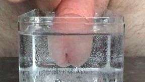 Cumming in the cup full of water - looks fascinating