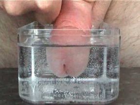 Cumming in the cup full of water - looks fascinating