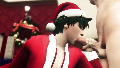 Hero's Christmas Threesome with Santa - Bakugo x Midoriya x Todoroki 3D Animation Parody