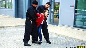 Two guards fucking a pretty prisoner