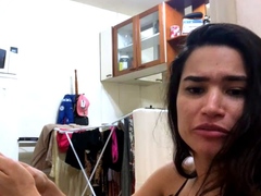 Hot amateur busty brunette masturbate in webcam