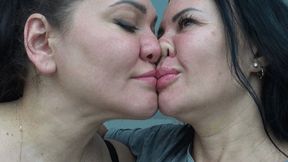 squish each other noses flat 4d