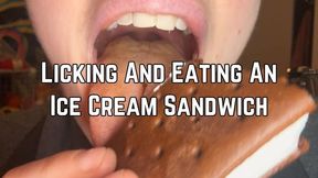 Phoenix Bates Licking And Eating An Ice Cream Sandwich 4k HD - Extreme Close Ups - Open Mouth Chewing - Dirty Tongue - Licking
