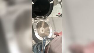 Public restroom peeing on the teach