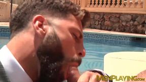Hot hunk Jay Roberts fucked bareback by his sexy suit man