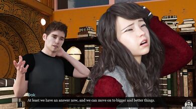 Slutty redhead gets railed while lost in visual novel gameplay