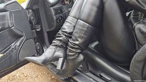 Revving Mercedes Benz SLK in Buffalo Boots
