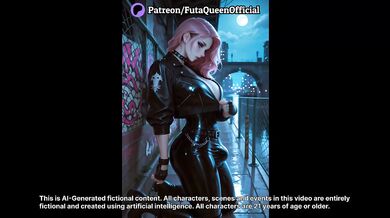 Muscular Futa Dominates Pink Waifu for Big Tits Creampie in Public Alley