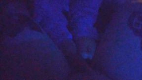 Hot Milf Goddess gives rough femdom footjob and toe job under blacklight to hard tattooed cock with extreme cumshot on her beautiful toes