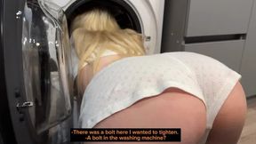 Step Sister got Stuck in the Washing Machine, I Couldn't Resist Fucking Her.