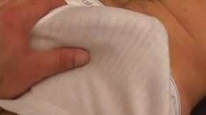 guy tugs on this hard rod