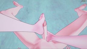 Nami foot fucks you on the beach from your POV. One Piece.