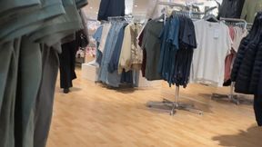 Having fun in a clothing Store messing up clothes - dirty public action with a blonde Girl !