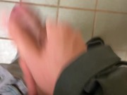 Me jerking off at public restroom stall and making a mess