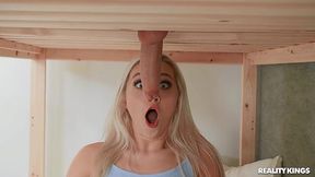 Roommates having fun blowjob with gloryhole