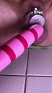 Ruined orgasm in flat chastity cage with penis plug