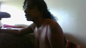 Thicc red dress BBW gags on BBC in celebrity POV