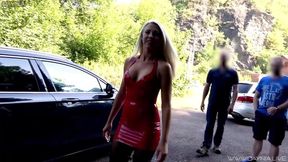 Three German whores publicly gang-fucked by multiple cocks on the streets, Daynia's latest.