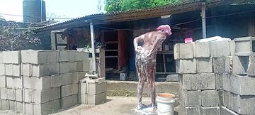 Sexy Village Girl Bath Outside the Compound