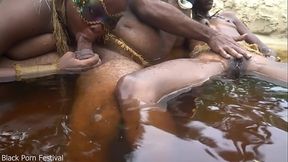 2 African tribe hoes enjoying the son’s village chief cock