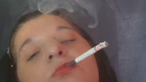 Smoking a Cigarette in a Black Top with Red Lipstick | Slow Smoking Fetish.