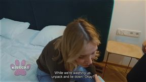 oops... step son accidentally cum in step mom after fucked step sister polly yangs in shared bed at night in hotel room