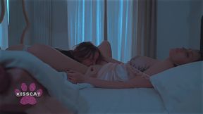 oops... step son accidentally cum in step mom after fucked step sister polly yangs in shared bed at night in hotel room