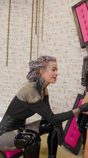 Epic moment from &quot;Tattooed Babes Take Control in Strap-On&quot;